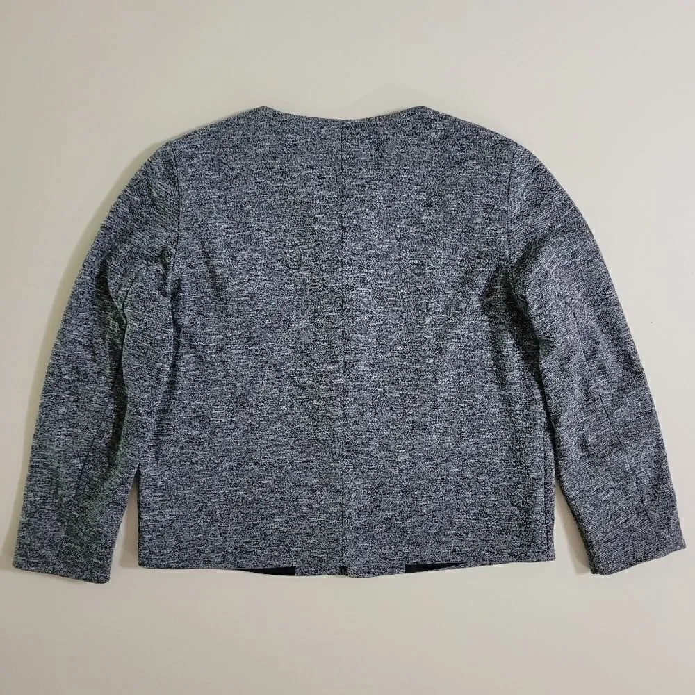 MNG by Mango Women's Black Chaqueta Pony Tweed Open Front Round Neck Jacket